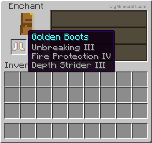 Completed enchanted golden boots