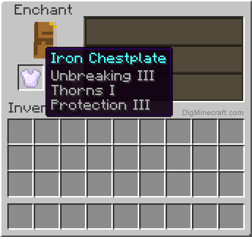 Completed enchanted iron chestplate