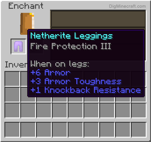 Completed enchanted netherite leggings