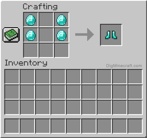 Crafting recipe for diamond boots