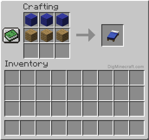 Crafting recipe for blue bed