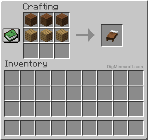 Crafting recipe for brown bed