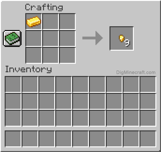 Crafting recipe for gold nugget