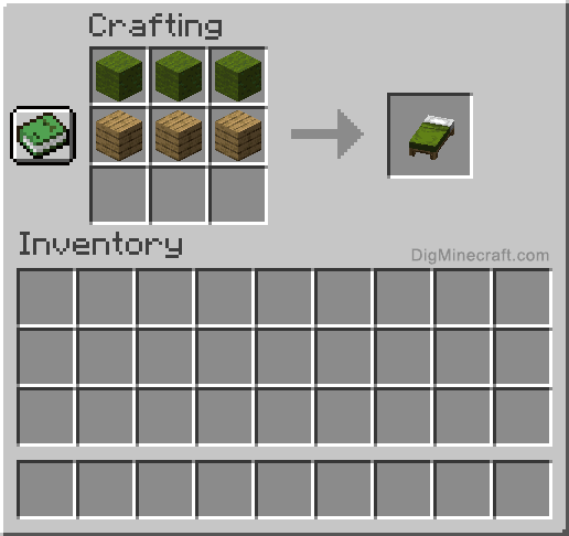 Crafting recipe for green bed