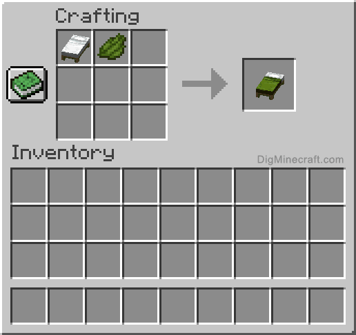 Crafting recipe for green bed
