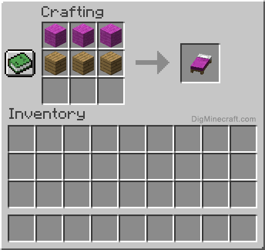 Crafting recipe for magenta bed