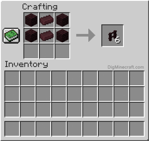 Crafting recipe for nether brick fence