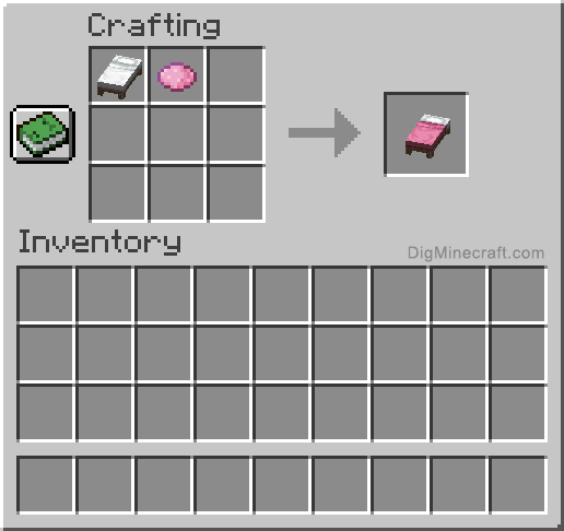 Crafting recipe for pink bed