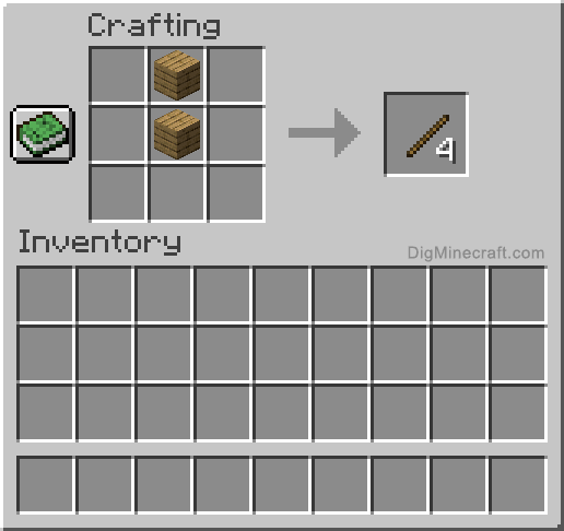 Crafting recipe for stick