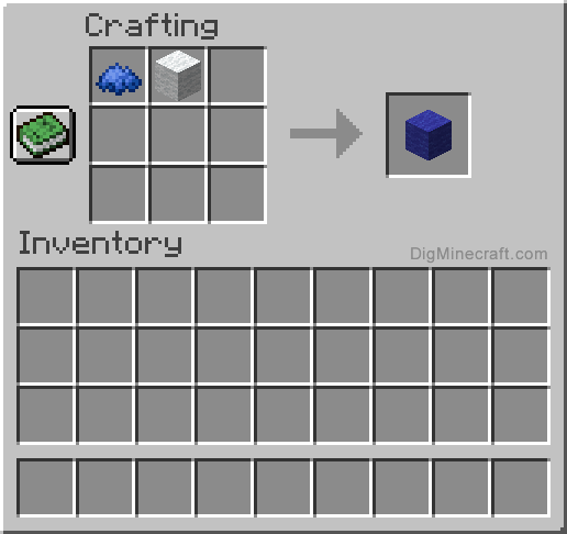 Crafting recipe for blue wool