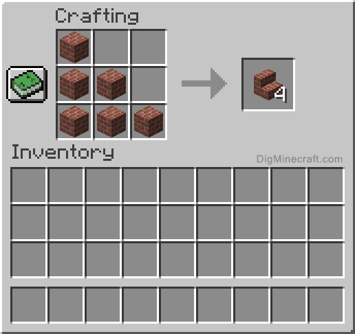 Crafting recipe for brick stairs