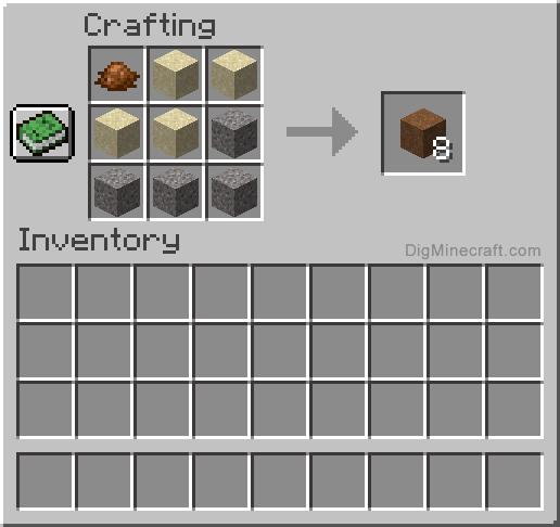 Crafting recipe for brown concrete powder