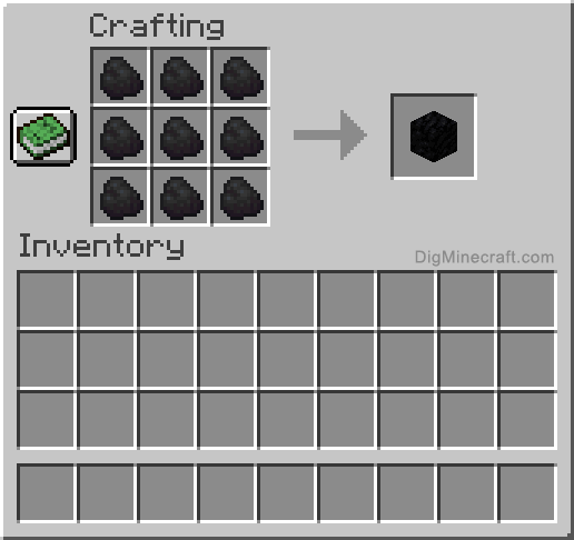 Crafting recipe for coal block