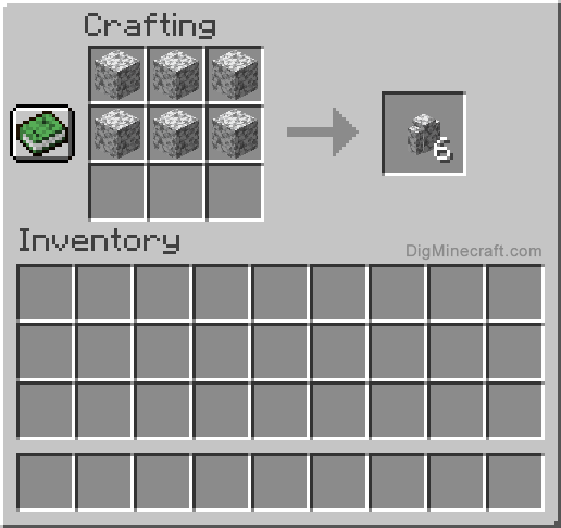 Crafting recipe for a diorite wall