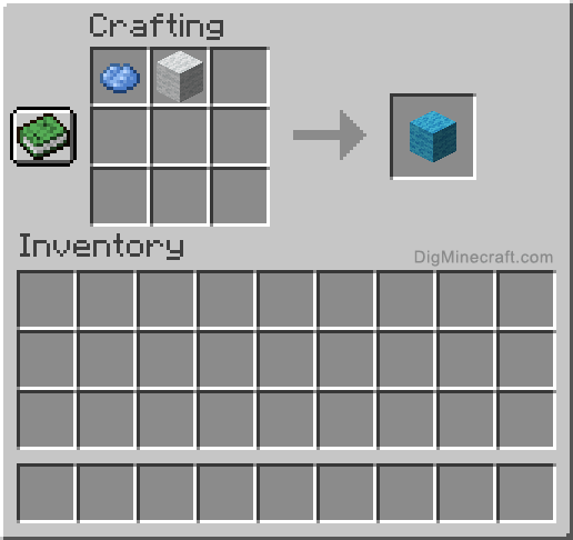 Crafting recipe for light blue wool