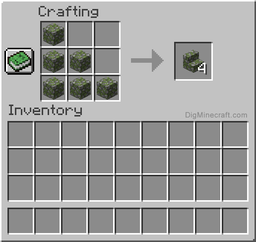 Crafting recipe for mossy cobblestone stairs