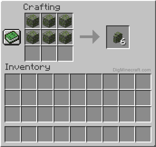 Crafting recipe for a mossy cobblestone wall