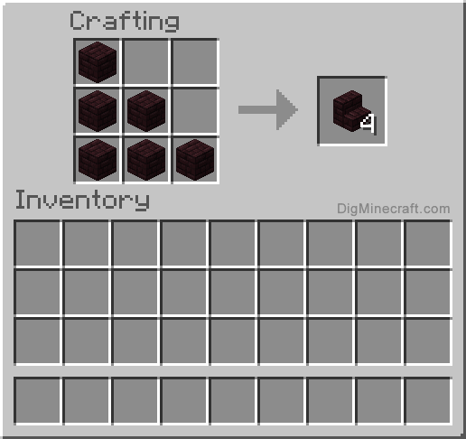 Crafting recipe for nether brick stairs
