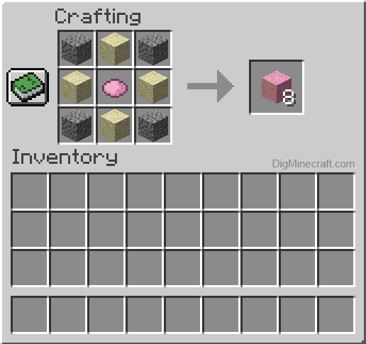 Crafting recipe for pink concrete powder