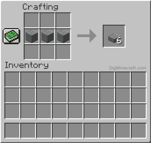 Crafting recipe for polished andesite slab