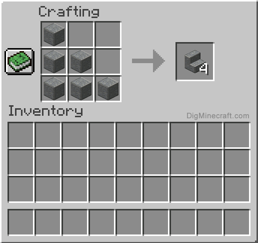 Crafting recipe for polished andesite stairs