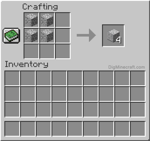 Crafting recipe for polished diorite