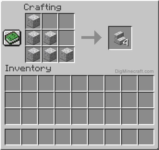 Crafting recipe for polished diorite stairs