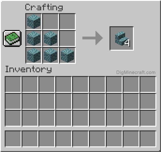 Crafting recipe for prismarine stairs