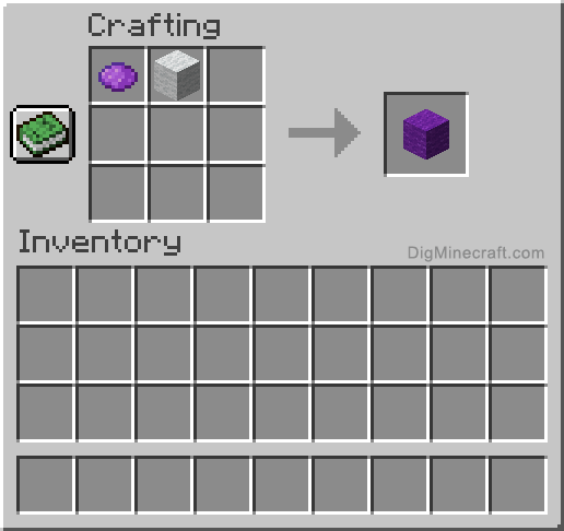 Crafting recipe for purple wool