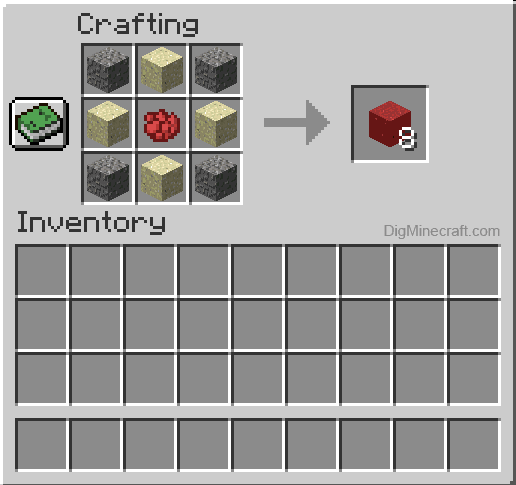 Crafting recipe for red concrete powder
