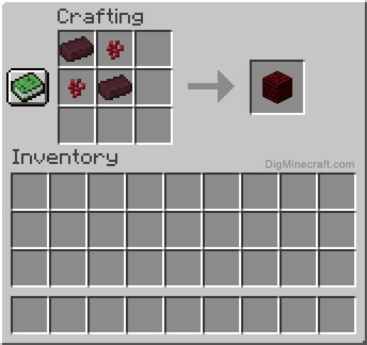 Crafting recipe for red nether brick