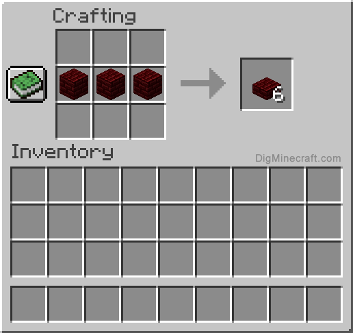 Crafting recipe for red nether brick slab