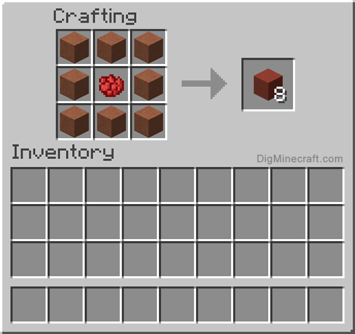Crafting recipe for red terracotta