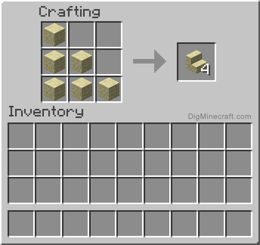 Crafting recipe for sandstone stairs