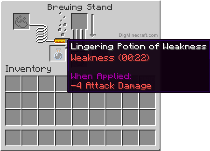 How to make a Lingering Potion of Weakness (0:22) in Minecraft