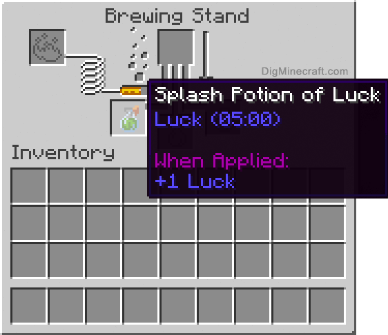 Completed splash potion of luck