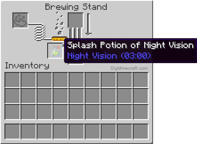 Completed splash potion of night vision