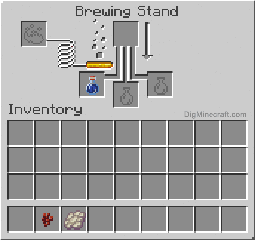 Crafting recipe for potion of slow falling