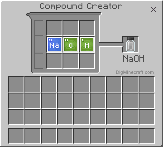 Crafting recipe for lye compound