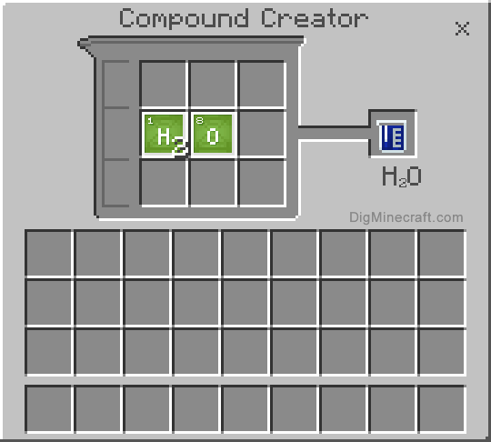 Crafting recipe for water compound