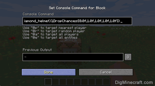 Use Command Block to Summon Zombie with Diamond Armor and 