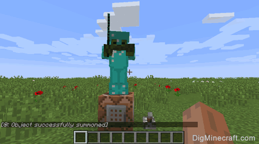 Use Command Block to Summon Zombie with Diamond Armor and Sword