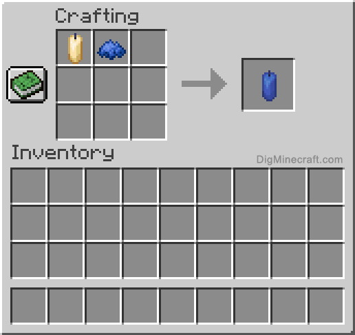 Crafting recipe for blue candle