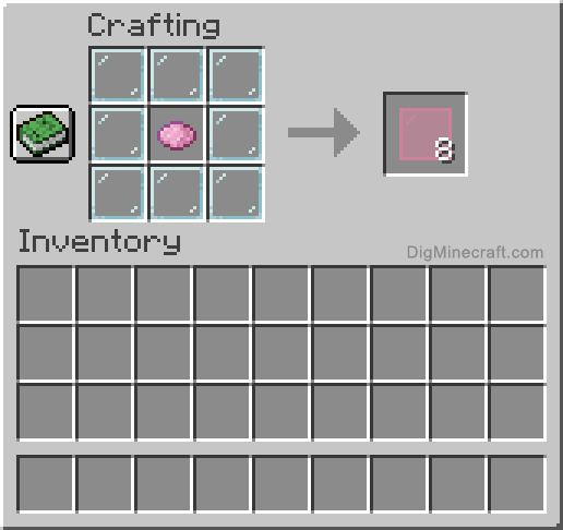 Crafting recipe for pink stained glass pane