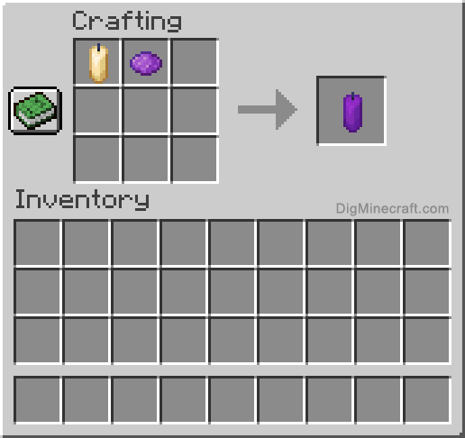 Crafting recipe for purple candle