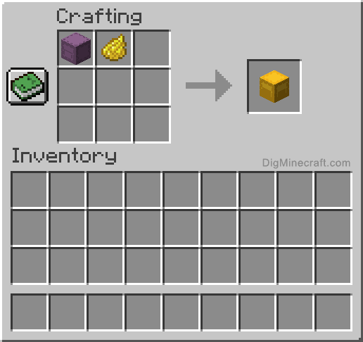 Crafting recipe for yellow shulker box