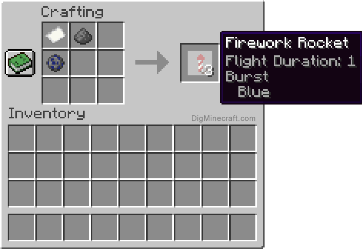 Crafting recipe for blue burst firework rocket