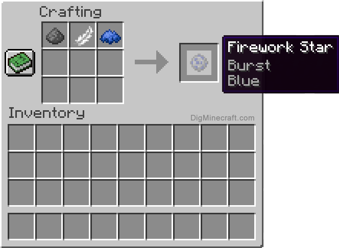 Crafting recipe for blue burst firework star