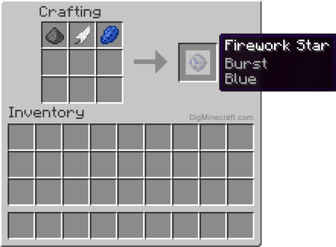 Crafting recipe for blue burst firework star