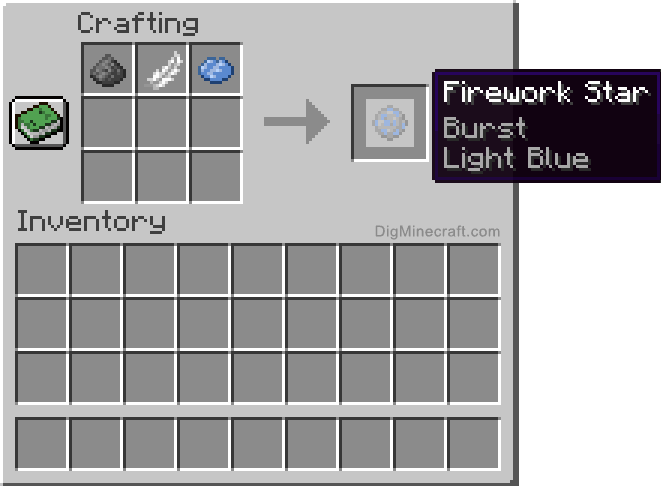 Crafting recipe for light blue burst firework star